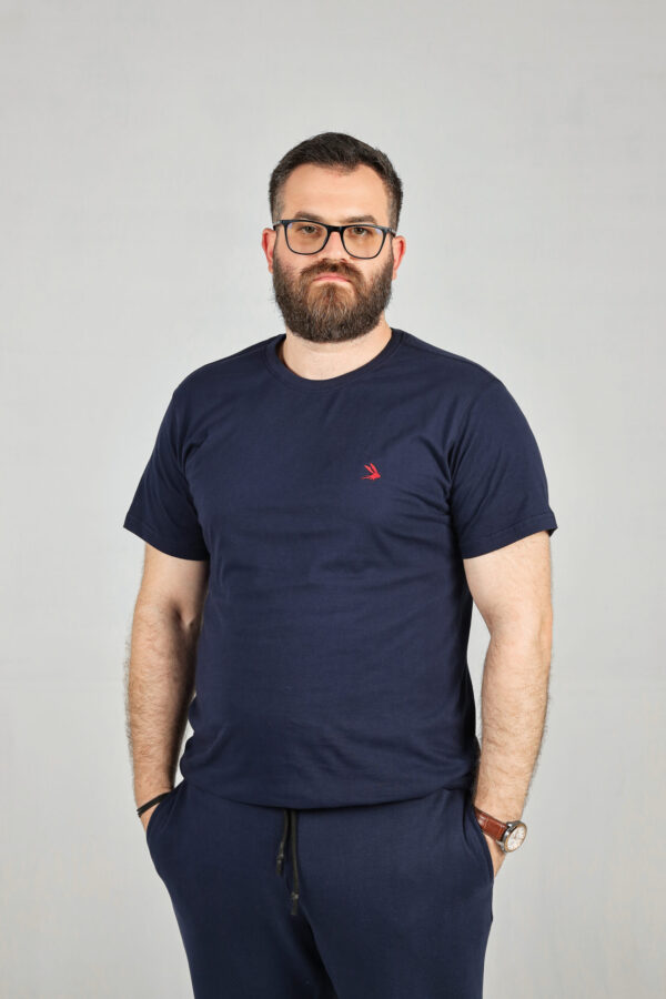 Blue T-Shirt with Red Logo