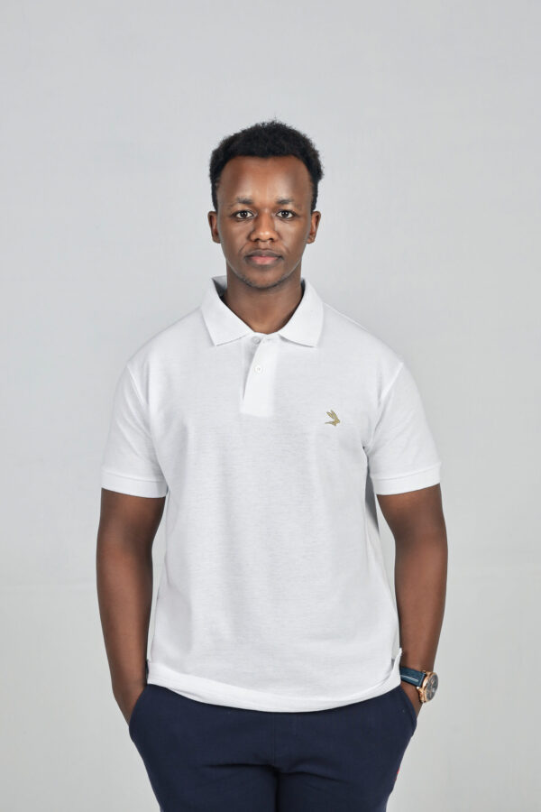White Polo with Beige Logo